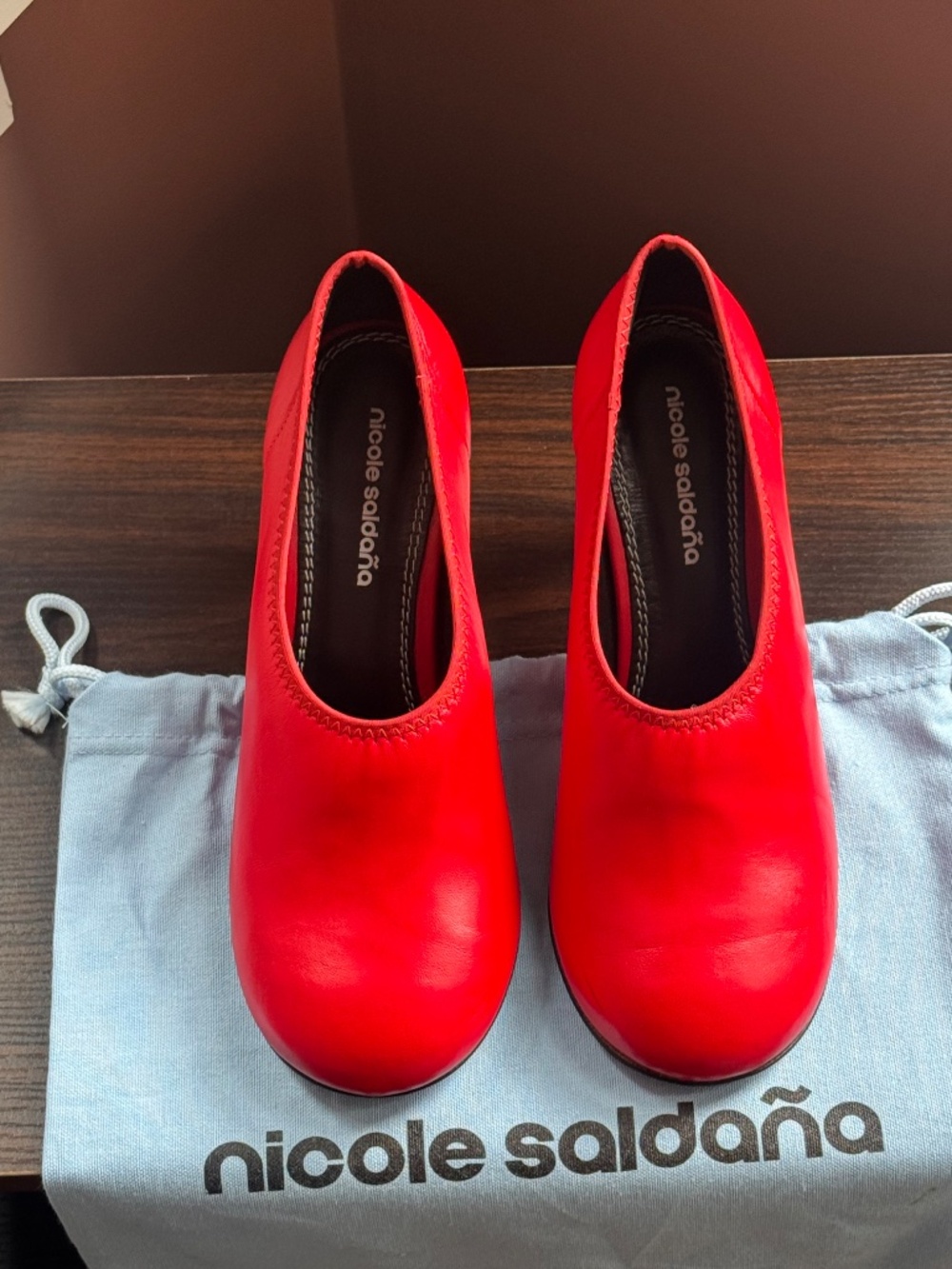 NICOLE SALDAÑA Red Harper Leather Heels - Picture 4 of 10